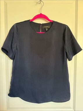 TWO!!! Banana Republic Navy & Black Short-Sleeve Blouse | SILK TEXTURE
